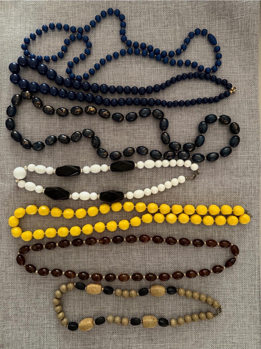 Vintage Lucite Beaded Necklace Bundle Lot of 7 Retro Mod Statement Necklaces